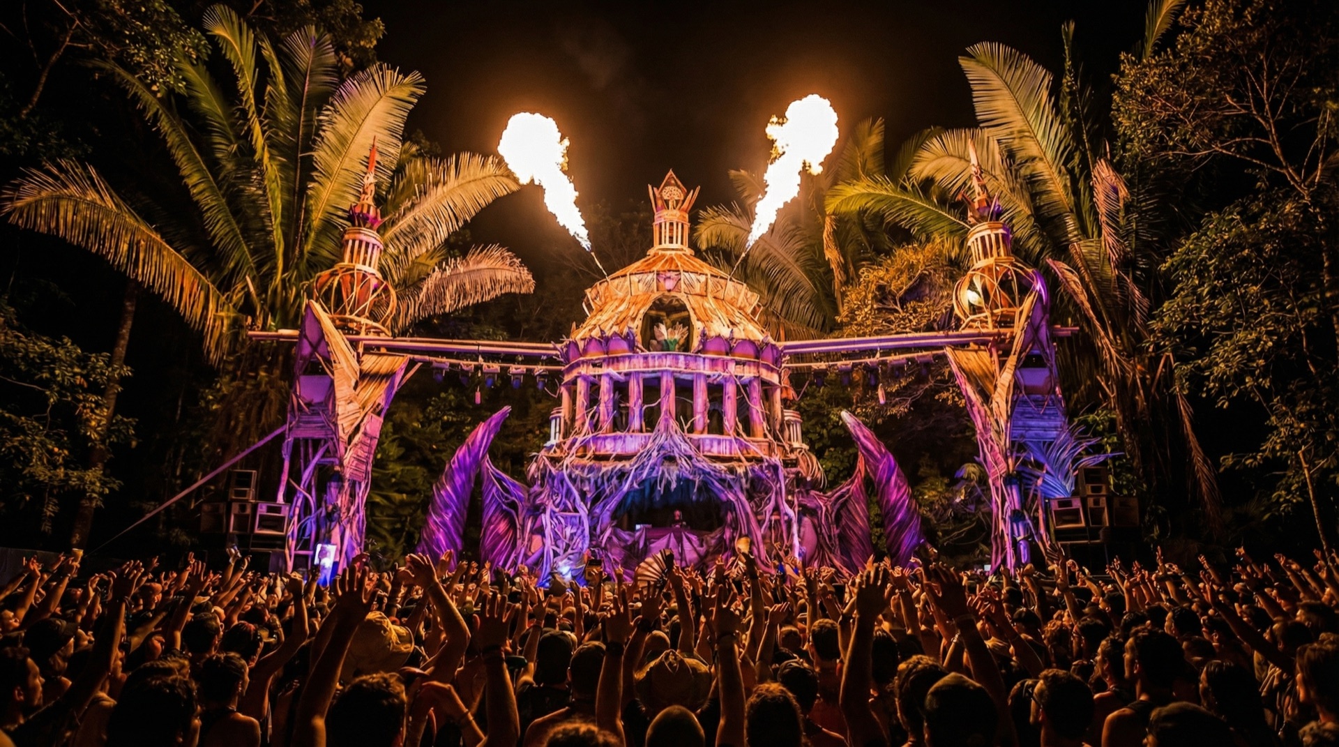 Festival crowd experiencing the installation